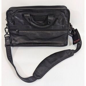 Tumi Nappa Leather 2Way Briefcase Business Bag Black w/ Laptop Sleeve